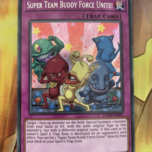 FLOD-EN081 Super Team Buddy Force Unite! Secret Rare Yugioh Card Mixed Ed