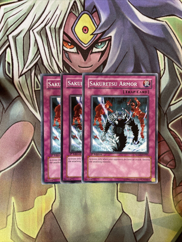 SD10-EN033 x3 Sakuretsu Armor Common Excellent Condition Yugioh