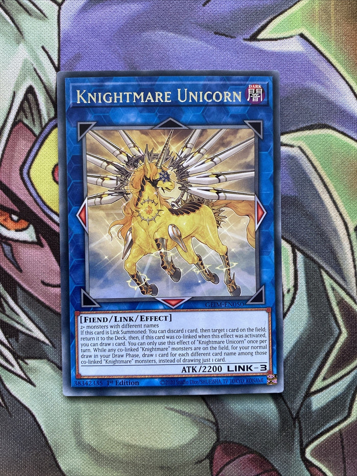 GEIM-EN050 Knightmare Unicorn Rare 1st Edition NM Yugioh Card