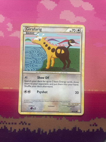 Pokemon Card Girafarig Heartgold Soulsilver Common 64/123 Near Mint