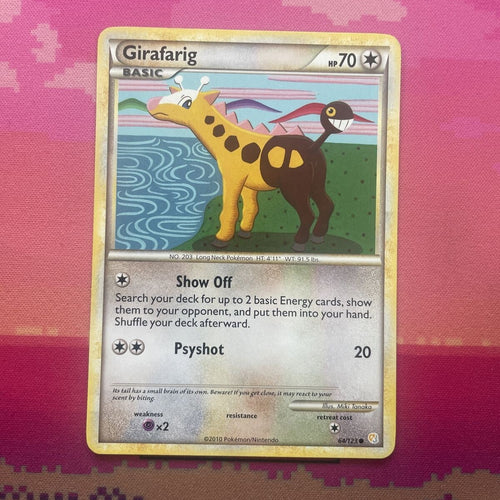 Pokemon Card Girafarig Heartgold Soulsilver Common 64/123 Near Mint