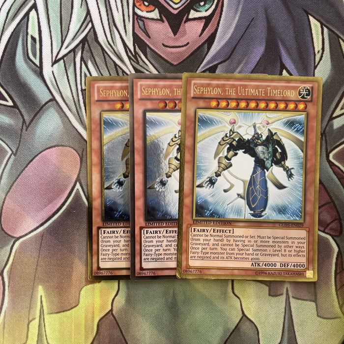 GLD5-EN029 x3 Sephylon, the Ultimate Timelord Gold Rare Excellent Cond Yugioh