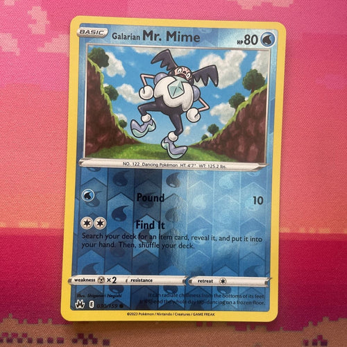 Pokemon Card Mr. Mime Crown Zenith Reverse Holo 030/159 NM