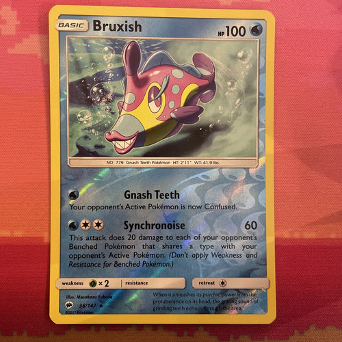 Pokemon Card Bruxish Burning Shadows Reverse Holo Rare 38/147 NM