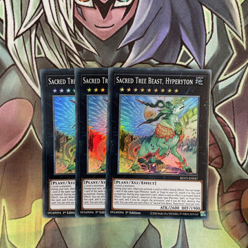 BLVO-EN047 x3 Sacred Tree Beast, Hyperyton Super Rare Excellent Condition Yugioh