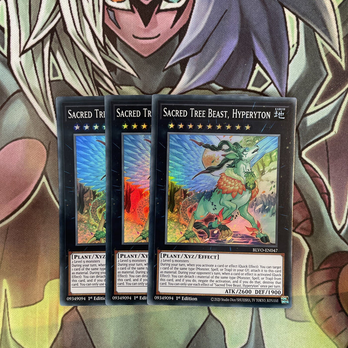 BLVO-EN047 x3 Sacred Tree Beast, Hyperyton Super Rare Excellent Condition Yugioh