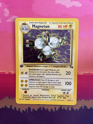 Pokemon Card Magneton Fossil 1st Edition Holo Rare 11/62 Near Mint Condition