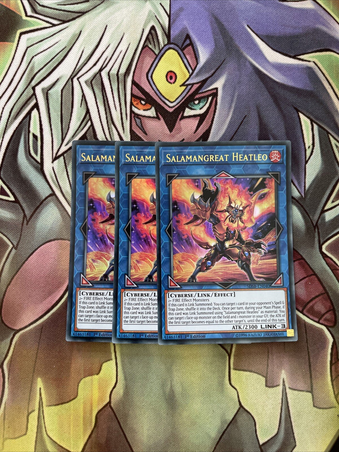 SDSB-EN040 x3 Salamangreat Heatleo Ultra Rare Excellent Condition Yugioh