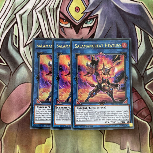 SDSB-EN040 x3 Salamangreat Heatleo Ultra Rare Excellent Condition Yugioh