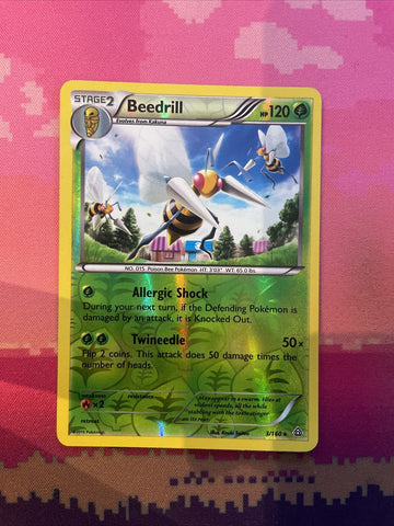 Pokemon Card Beedrill Primal Clash Reverse Holo Rare 3/160 Near Mint