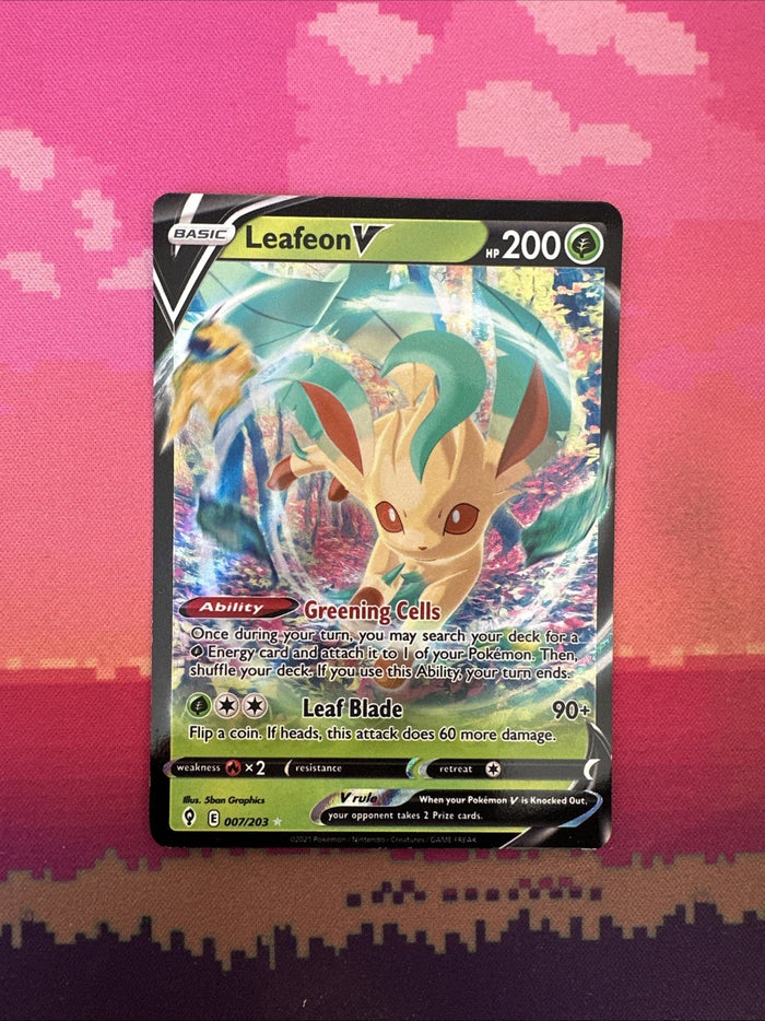 Pokemon Card Leafeon V 007/203 Ultra Rare Evolving Skies Near Mint