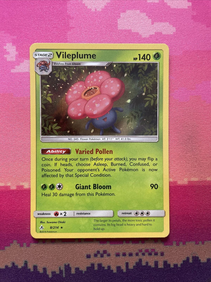Pokemon Card Vileplume Unbroken Bonds Holo Rare 8/214 Near Mint