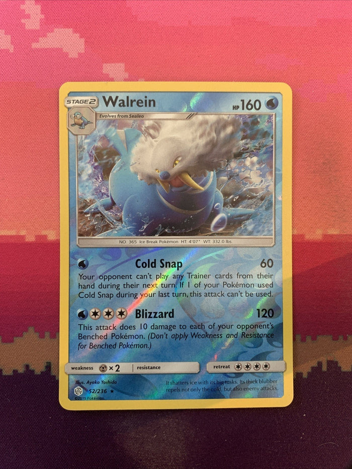 Pokemon Card Walrein Cosmic Eclipse Reverse Holo Rare 52/236 Near Mint