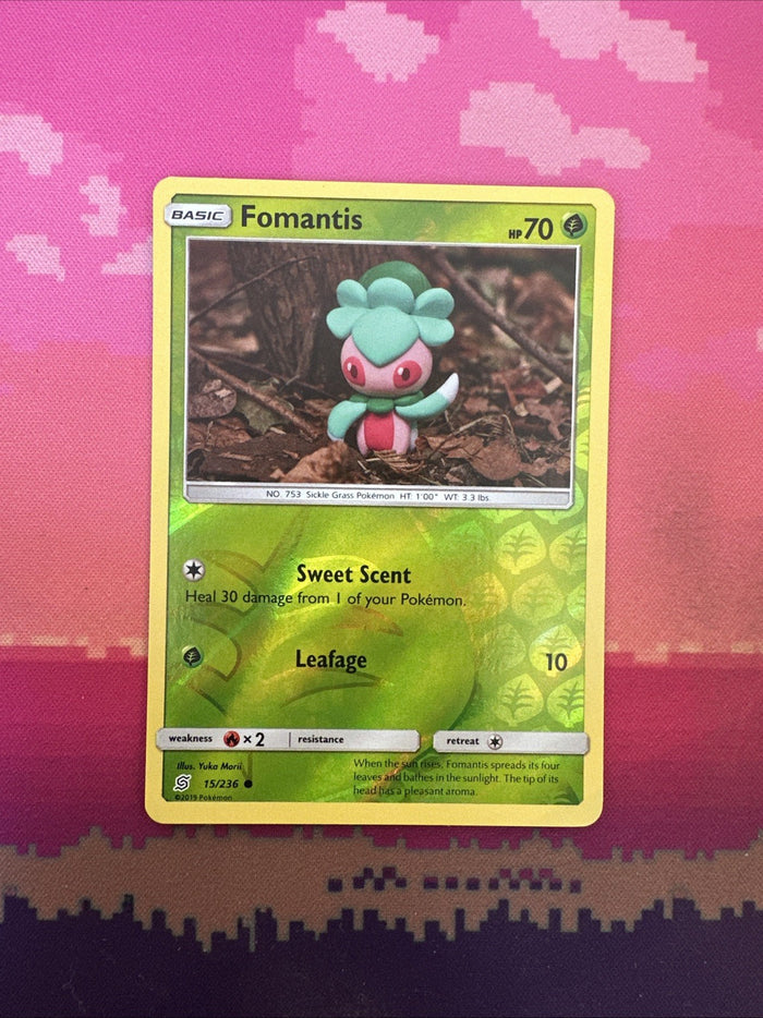 Pokemon Card Fomantis Unified Minds Reverse Holo 15/236 Near Mint
