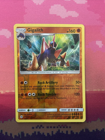 Pokemon Card Gigalith Sun & Moon Reverse Holo Rare 71/149 Near Mint