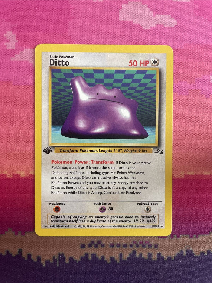 Pokemon Card Ditto Fossil 1st Edition Rare 18/62 Near Mint