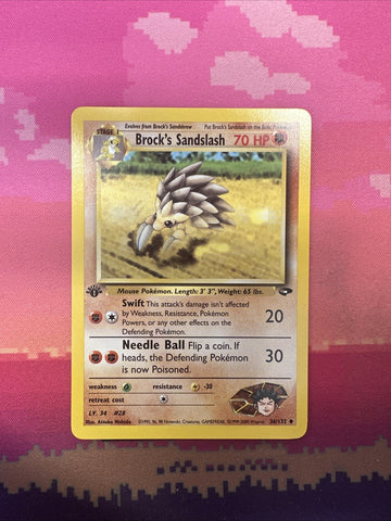 Pokemon Card Brock's Sandslash Gym Challenge 1st Edition 36/132 Near Mint
