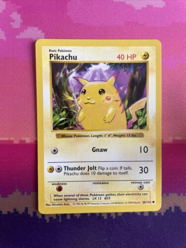 Pokemon Card Pikachu Shadowless Base Set RED CHEEKS 58/102 Near Mint