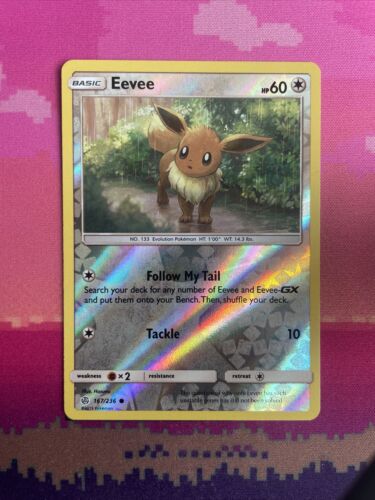 Pokemon Card Eevee Cosmic Eclipse Reverse Holo Common 167/236 Near Mint