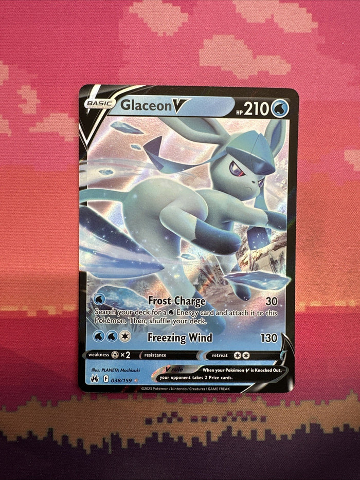 Pokemon Card Glaceon V 038/159 Ultra Rare Crown Zenith Near Mint