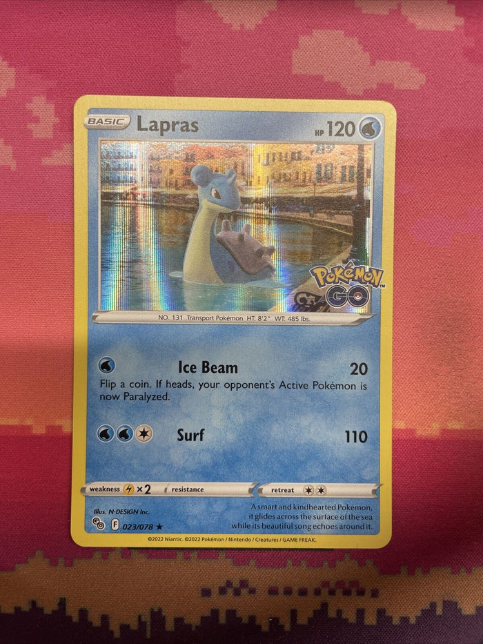 Pokemon Card Lapras Pokemon Go Holo Rare 023/078 Near Mint