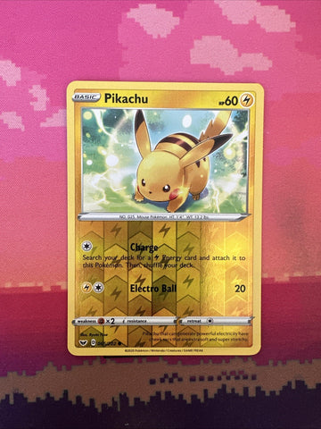 Pokemon Card Pikachu Sword & Shield Reverse Holo 065/202 Near Mint