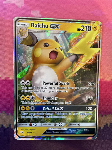 Pokemon Card Raichu GX 29/73 Ultra Rare Shining Legends Near Mint
