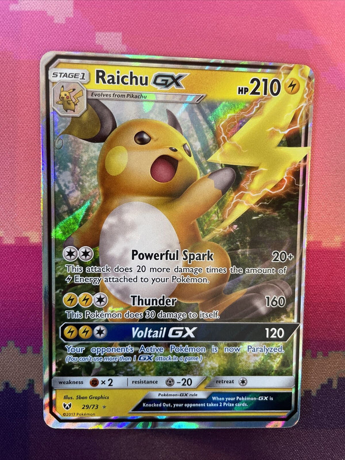 Pokemon Card Raichu GX 29/73 Ultra Rare Shining Legends Near Mint