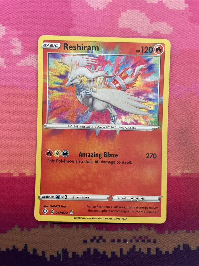 Pokemon Card Reshiram 017/072 Amazing Rare Holo Shining Fates Near Mint