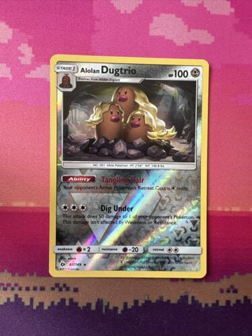 Pokemon Card Alolan Dugtrio Sun & Moon Reverse Holo Rare 87/149 Near Mint