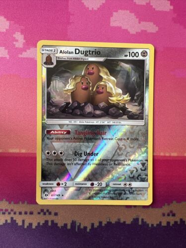 Pokemon Card Alolan Dugtrio Sun & Moon Reverse Holo Rare 87/149 Near Mint