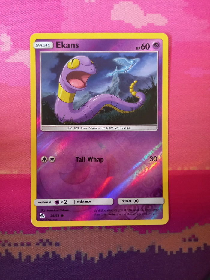 Pokemon Card Ekans Hidden Fates Reverse Holo Common 26/68  Near Mint