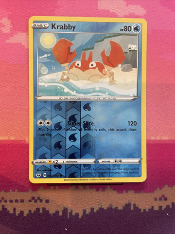 Pokemon Card Krabby Sword & Shield Reverse Holo Common 043/202 Near Mint