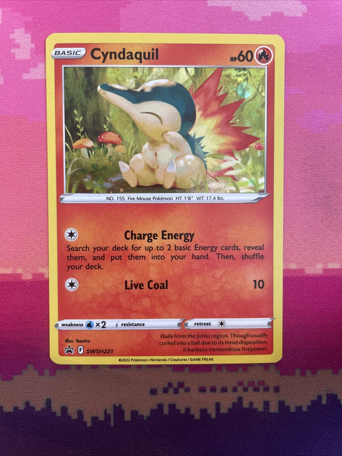 Pokemon Card Cyndaquil SWSH221 Black Star Promo Cosmo Holo Near Mint
