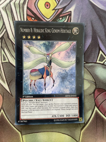 ABYR-EN045 Number 8: Heraldic King Genom-Heritage Super 1st Edition NM Yugioh