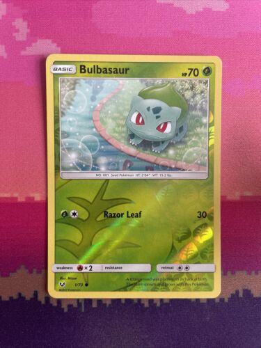 Pokemon Card Bulbasaur Shining Legends Reverse Holo Common 1/73 Near Mint