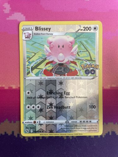 Pokemon Card Blissey Pokemon Go Reverse Holo Rare 052/078 Near Mint