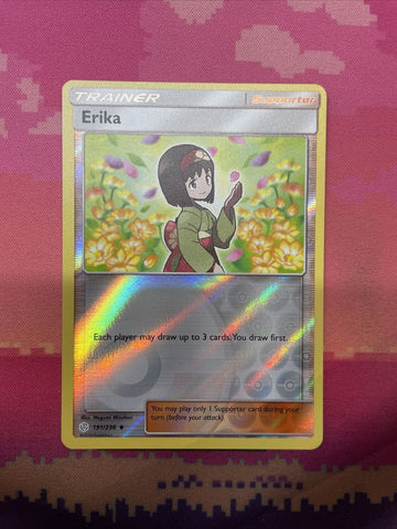 Pokemon Card Erika Cosmic Eclipse Reverse Holo 191/236 Near Mint