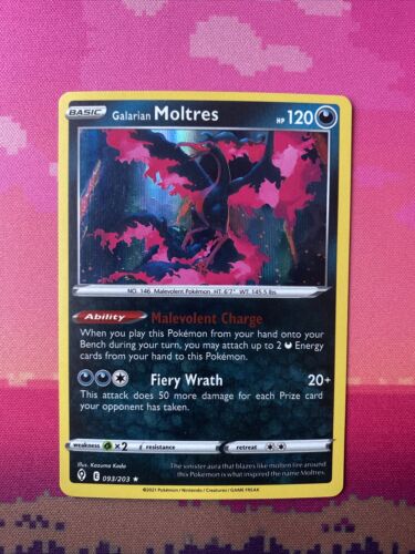 Pokemon Card Galarian Moltres Evolving Skies Holo Rare 093/203 Near Mint