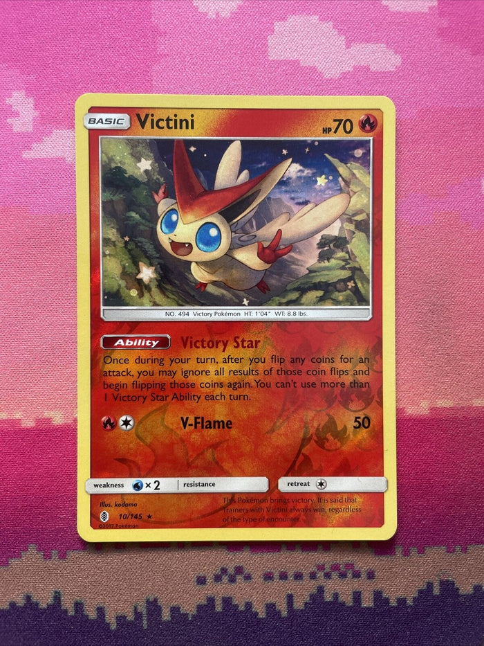 Pokemon Card Victini Guardians Rising Reverse Holo Rare 10/145 Near Mint