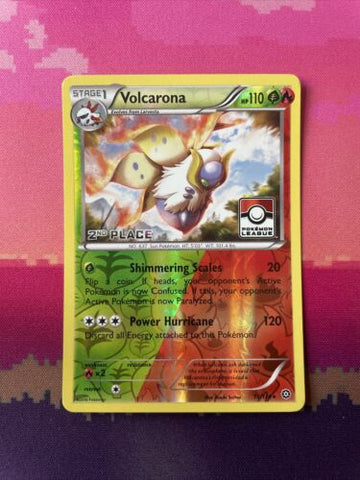 Pokemon Card Volcarona Steam Siege Pokemon League 2nd Place 15/114 Near Mint