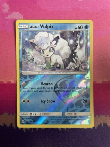 Pokemon Card Alolan Vulpix Guardians Rising Reverse Holo 21/145 Near Mint