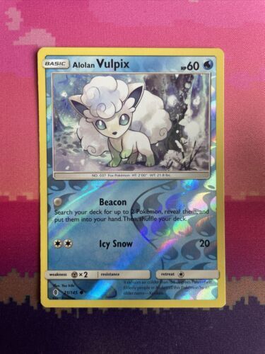 Pokemon Card Alolan Vulpix Guardians Rising Reverse Holo 21/145 Near Mint