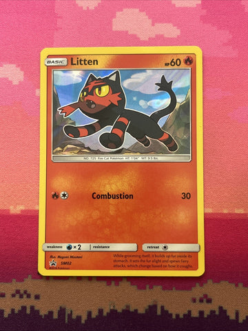 Pokemon Card Litten SM02 Black Star Promo Holo Near Mint