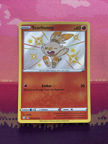 Pokemon Card Scorbunny Shining Fates Holo Shiny SV015/SV122 Near Mint