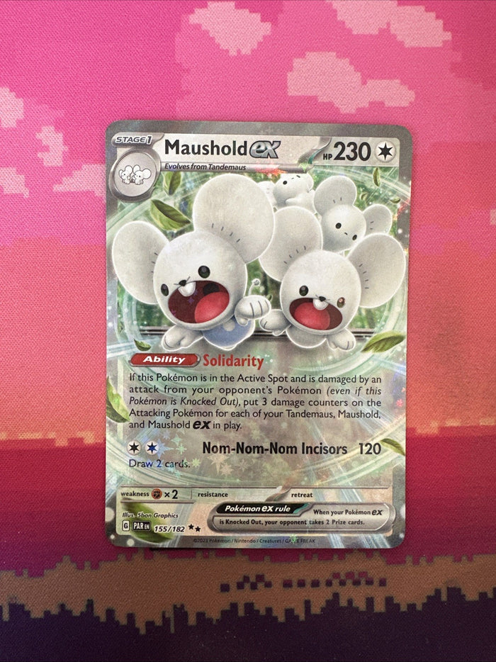 Pokemon Card Maushold ex 155/182 Paradox Rift Double Rare  Near Mint
