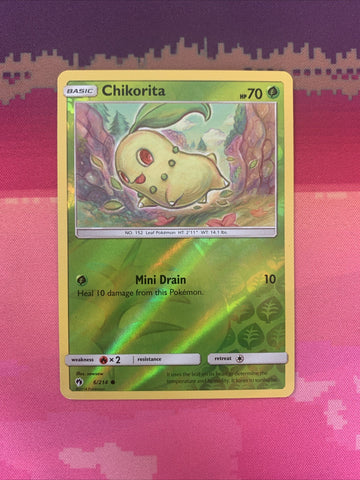 Pokemon Card Chikorita Lost Thunder Common Reverse Holo 6/214 Near Mint