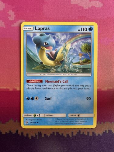 Pokemon Card Lapras Unified Minds Uncommon 36/236 Near Mint