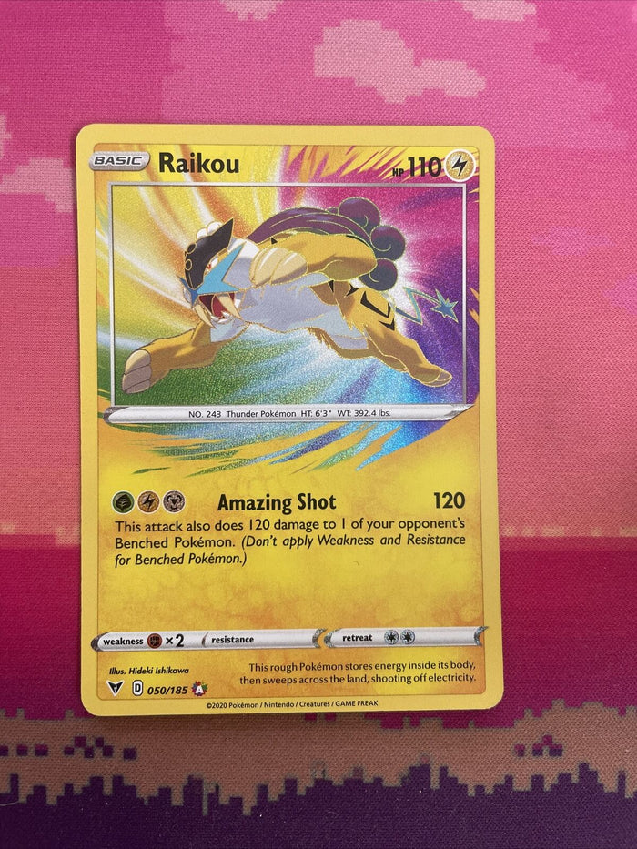 Pokemon Card Raikou 050/185 Vivid Voltage Amazing Rare Near Mint