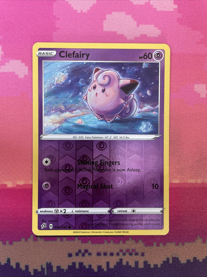 Pokemon Card Clefairy Rebel Clash Reverse Holo 074/192 Near Mint